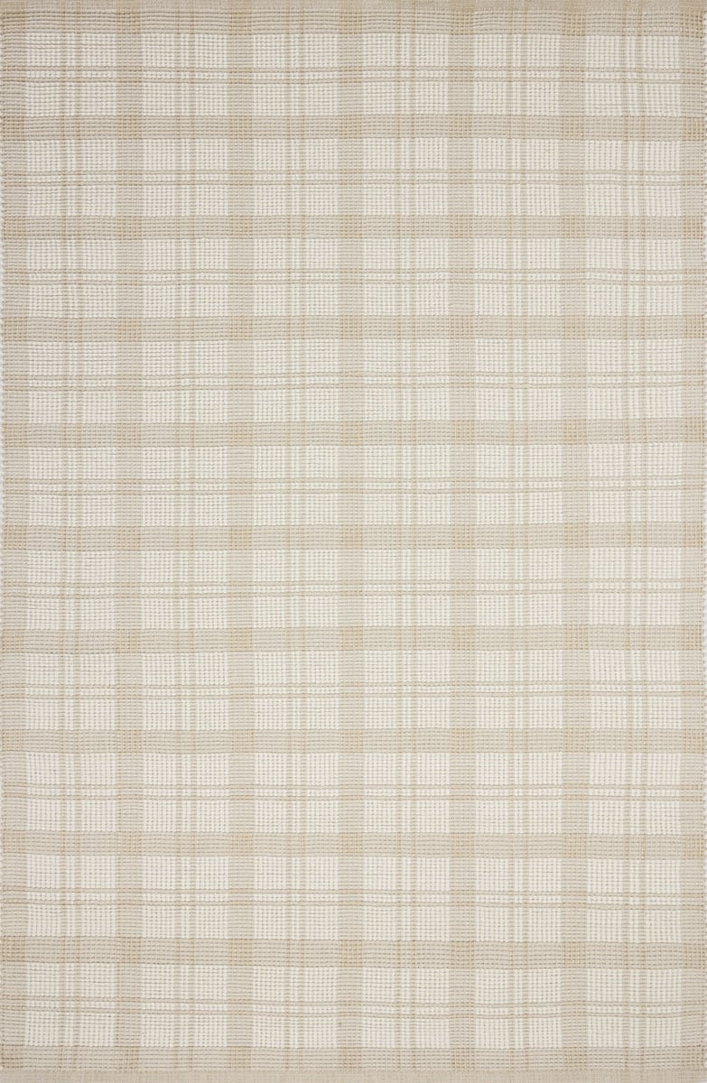 Ryder RYD-01 Beige/Ivory Wool/Cotton Handwoven Plaid Area Rug | Rugs Direct