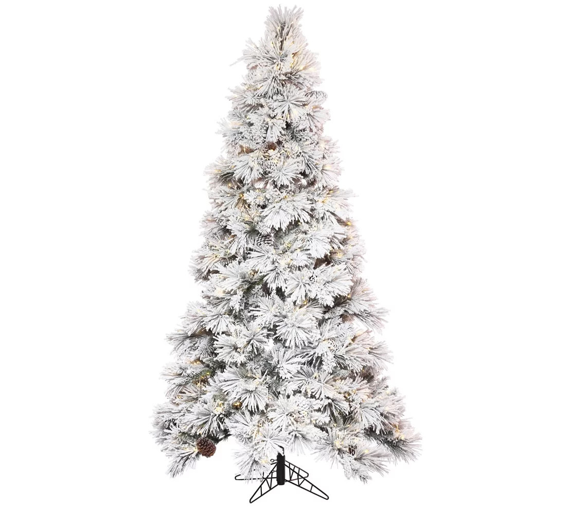 Vickerman 7.5' Flocked Atka Pencil Artificial Christmas tree - QVC.com | QVC