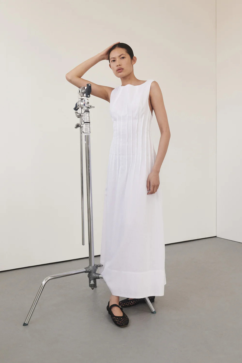 MANA WHITE LINEN MIDI DRESS | DISSH