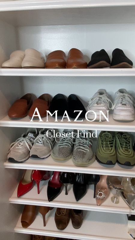 These shoe organizers will help double the shoe space in your closet. 
They come in white, black and grey. They are available in packs of 13, 20 and 36. 

Super easy to assemble. 

#LTKhome #LTKVideo #LTKfindsunder50