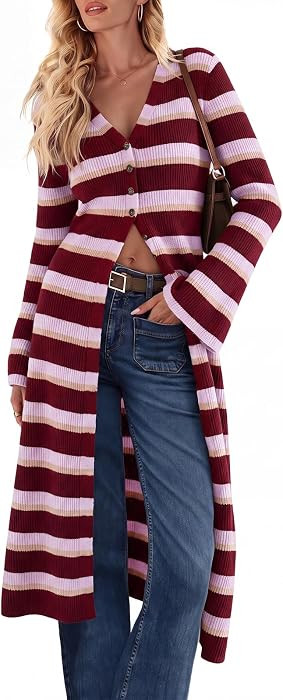 Saodimallsu Womens Long Cardigan Sweaters Button Down Midi Knit Dress | Amazon (US)