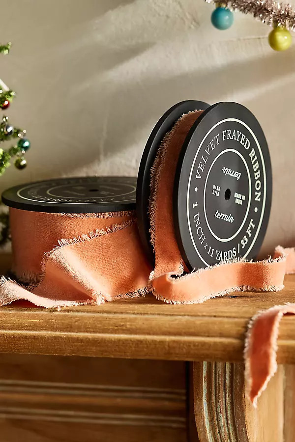 Holiday Velvet Ribbon in Orange, Size: Large at Terrain | Terrain