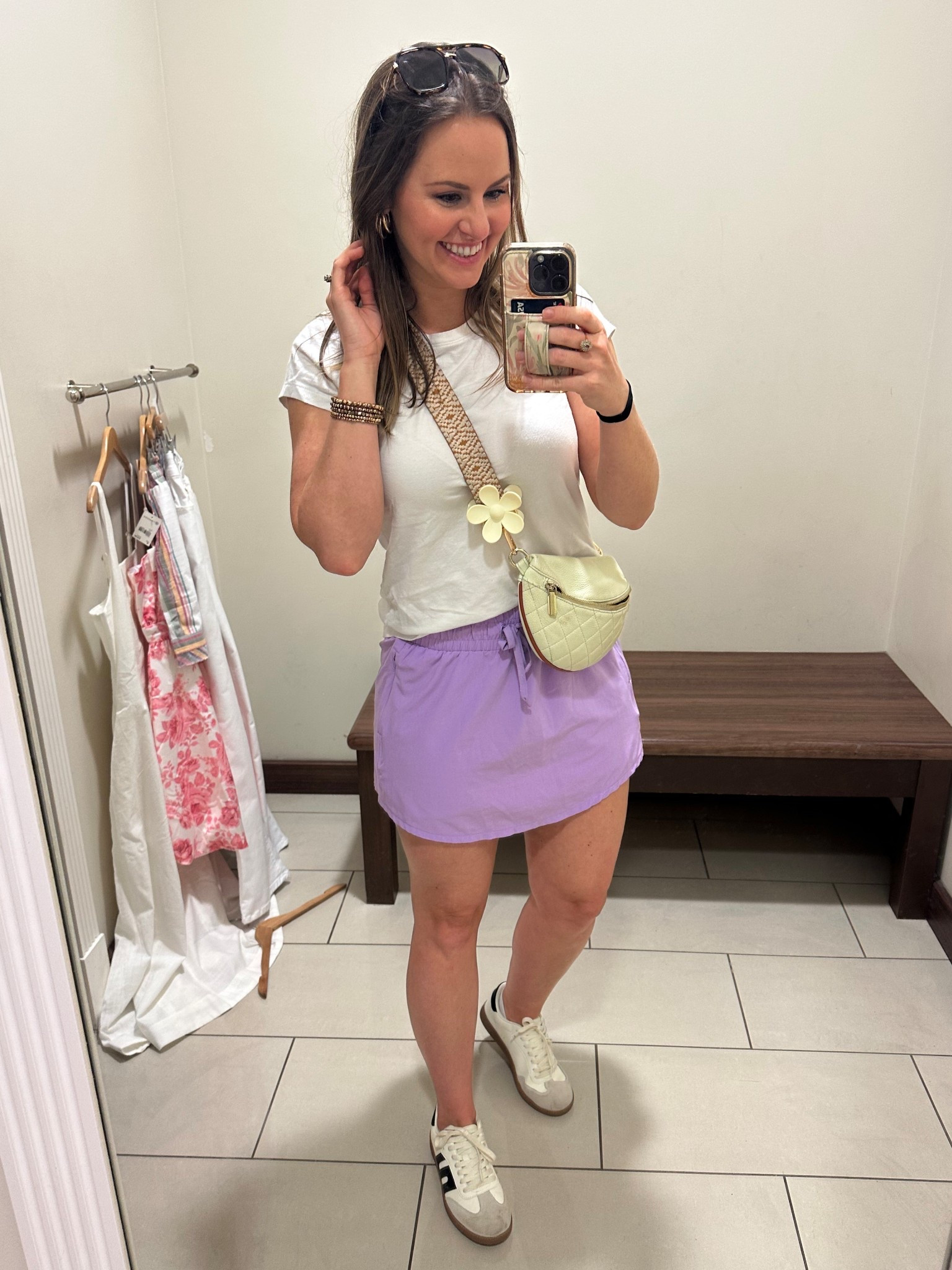 Probably the most requested outfit link on my page recently!! This casual outfit I wore to my kids game + last minute Easter dress shopping!!! Love this target purple skirt and tee! Unfortunately they didn’t restock this skirt this year but did bring back one super similar with a smoother waist band and shape! I’ll link the other cute active skorts I found below! There are so many cute ones right now at target! ⬇️ 

#LTKActive #LTKFindsUnder50 #LTKStyleTip