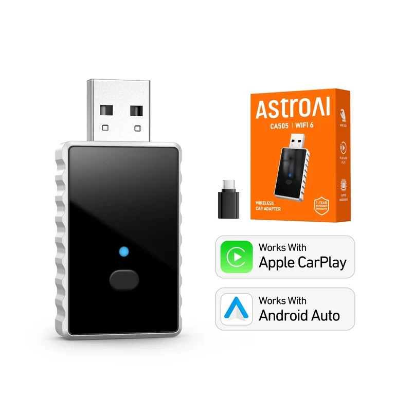 AstroAI Wireless Carplay Adapter, 2 in 1 Apple CarPlay and Android Auto Adapter Convert Wired to ... | Walmart (US)