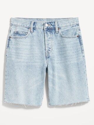 High-Waisted Slouchy Button-Fly Cut-Off Jean Shorts for Women -- 9-inch inseam | Old Navy (US)