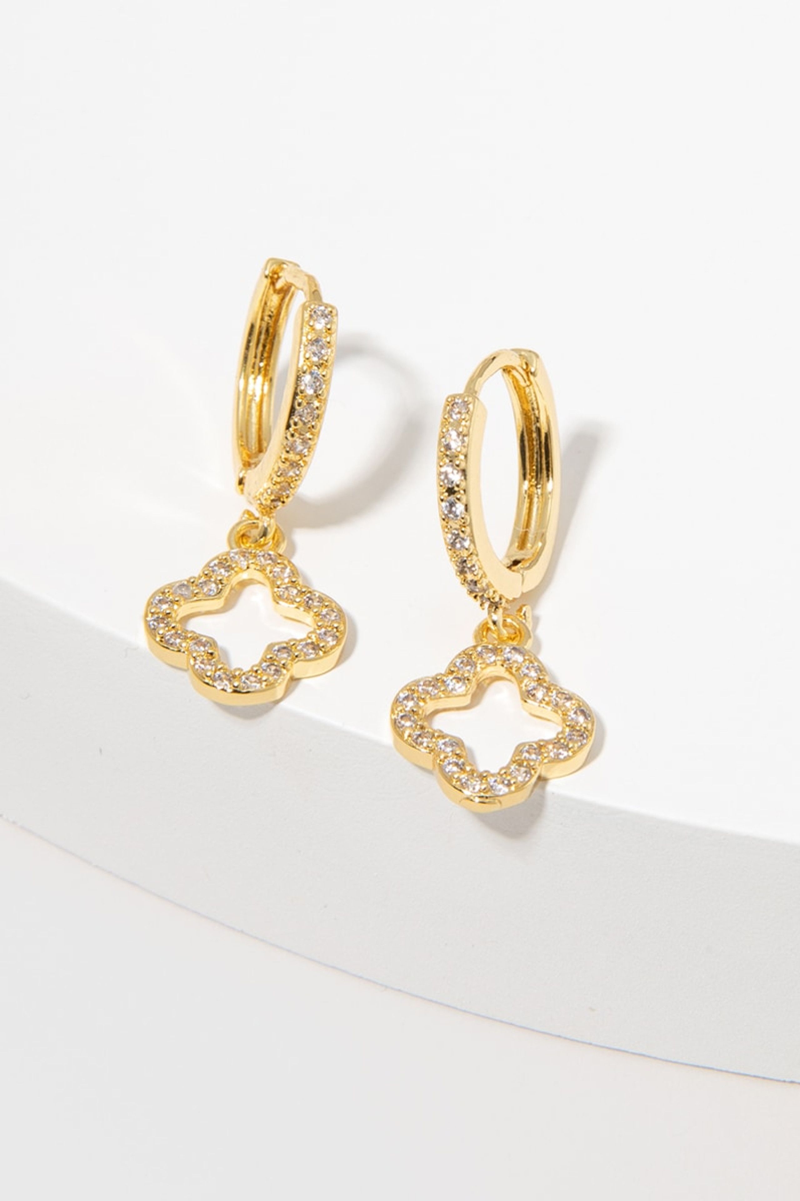 Tasha Gold Clover Earrings | Francesca's