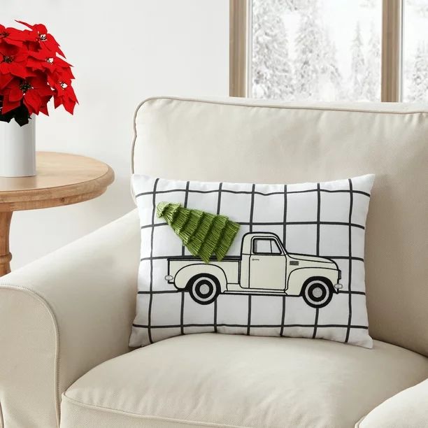 My Texas House Holiday Truck 14" x 20" Multi-Color Flannel Oblong Decorative Pillow (1 Count) - W... | Walmart (US)