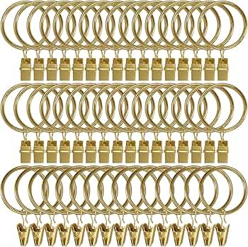 LLPJS 60 Pack Metal Curtain Rings with Clips, Curtain Clip Rings Hooks for Hanging Drapery Drapes... | Amazon (US)