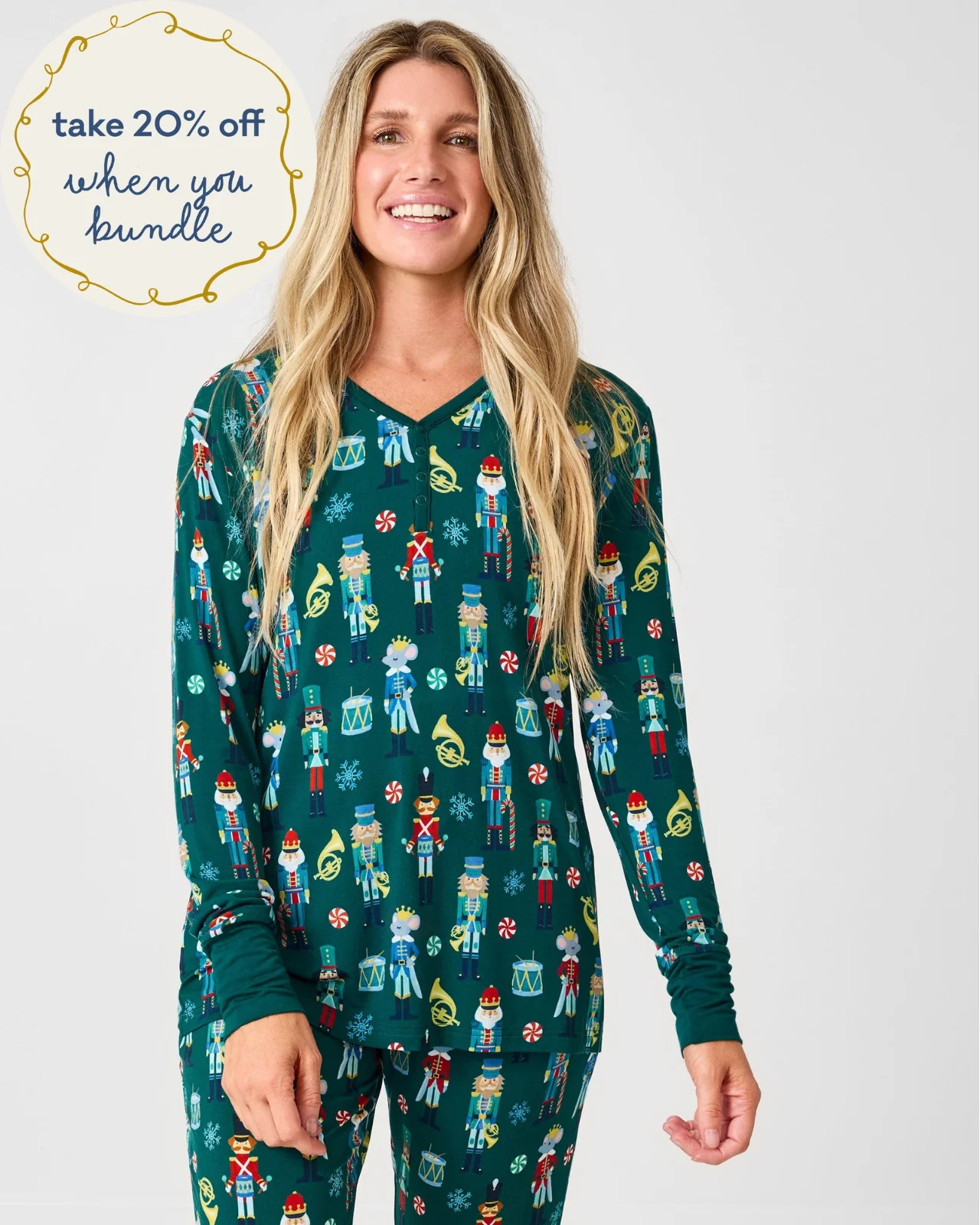 Nutcracker March Women's Long Sleeve Pajama Top | Little Sleepies