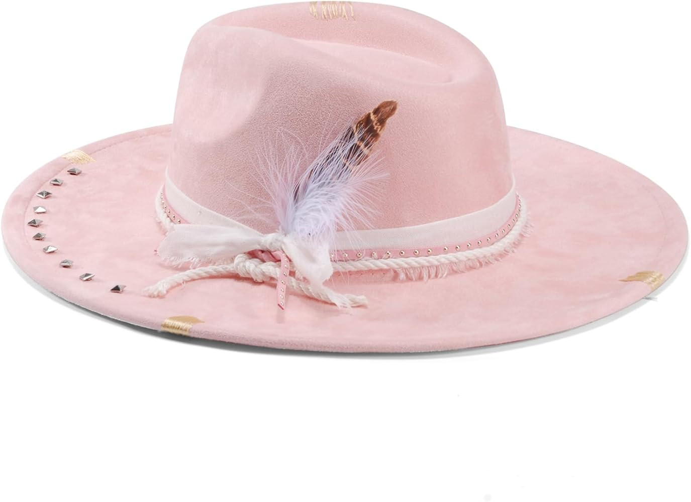Wide Brim Fedora Hat Mens Women Felt Panama Hats Dress Up Handmade | Amazon (US)