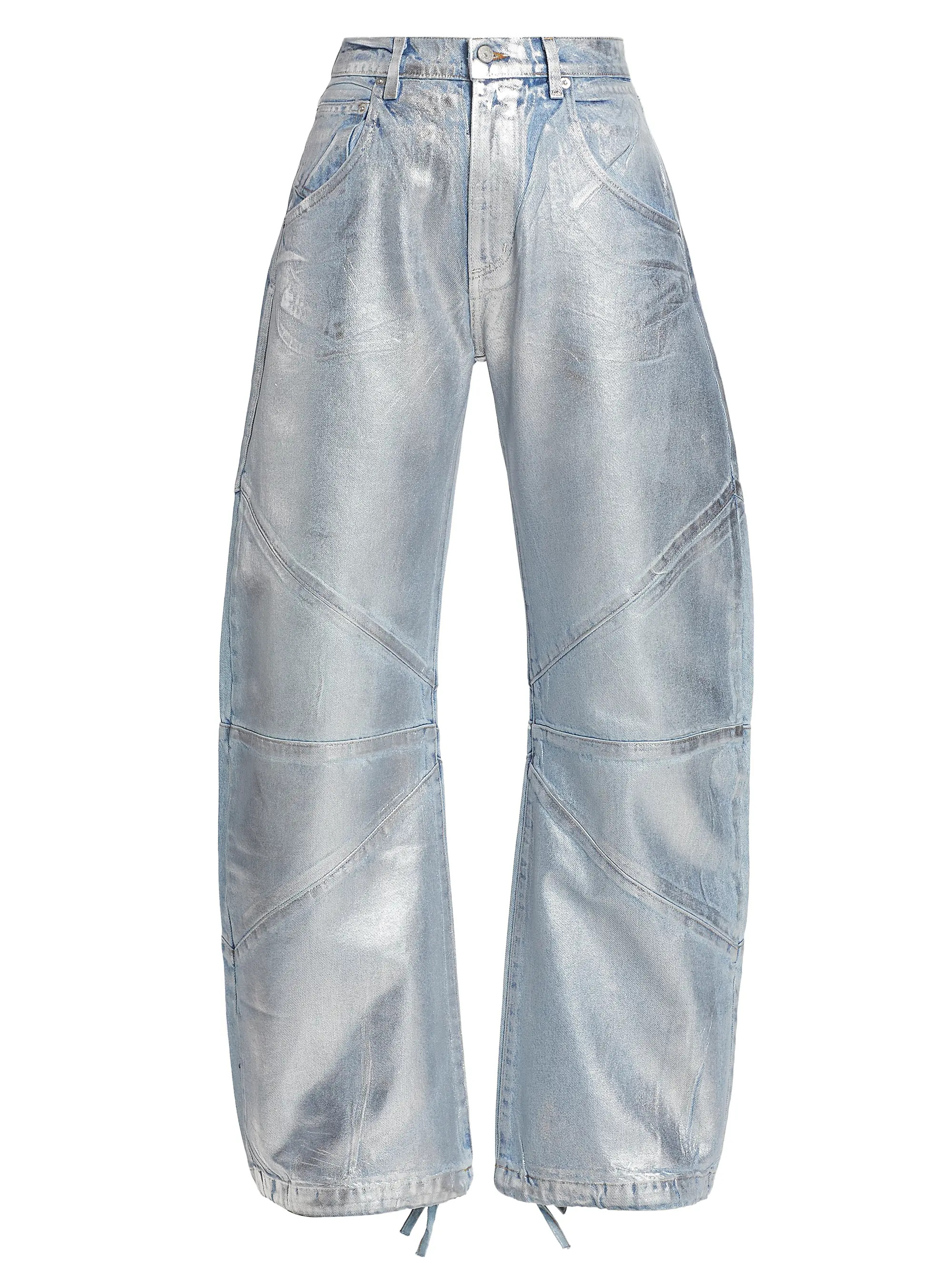 Frederic Foil High-Rise Seamed Bow-Leg Jeans | Saks Fifth Avenue