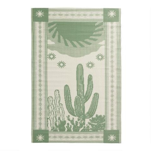 Green Cactus Reversible Indoor Outdoor Rio Floor Mat | World Market