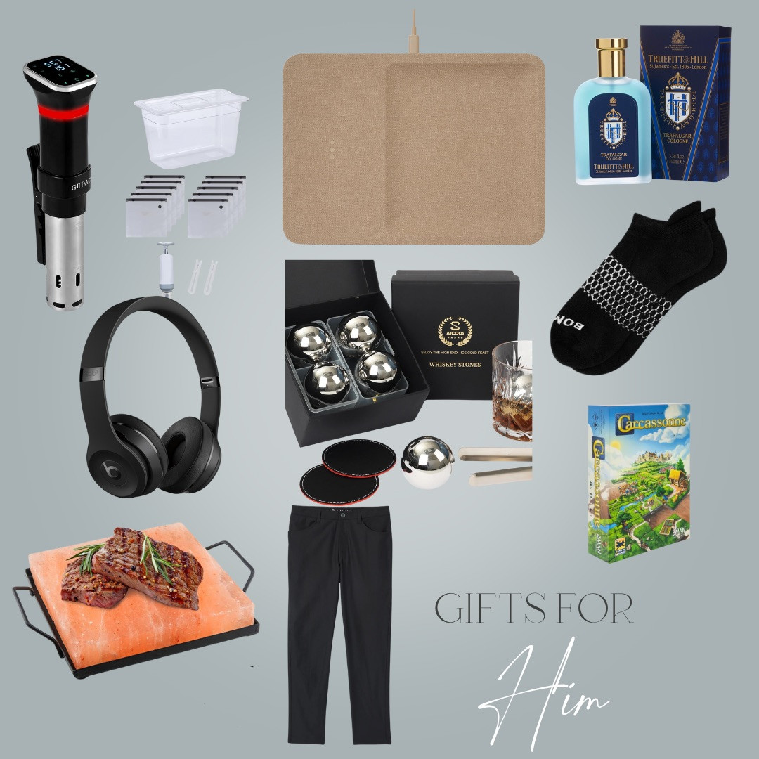 Gift ideas for Him!  Sous Vide meats are the best, so he will love adding this to his weekend cooking rotation.  Bombas socks make great stocking stuffer.  Cologne smells so good!  Charging tray, Beats headphones, ice for the whiskey drinker, and the funnest game of the season!

 

#LTKGiftGuide #LTKHoliday #LTKMens
