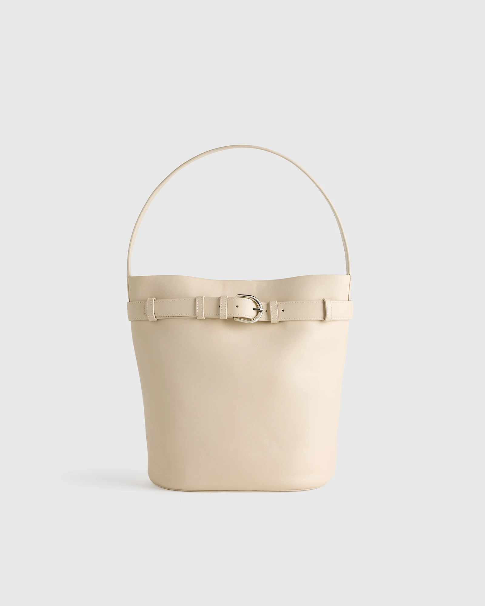 Quince | Women's Chiara Belted Bucket Bag in Soft Ivory, Leather | Quince