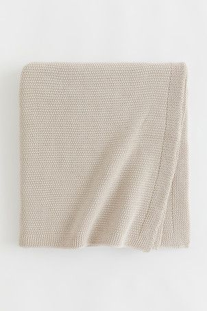 Moss-stitched Cotton Blanket - Light green - Home All | H&M US | H&M (US + CA)