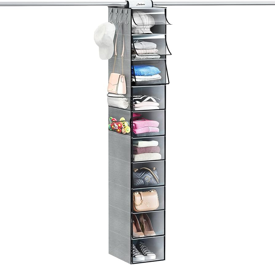 DOIOWN Hanging Closet Organizer and Storage: Upgraded 10 Shelf Closet Hanging Organizer with Clea... | Amazon (US)