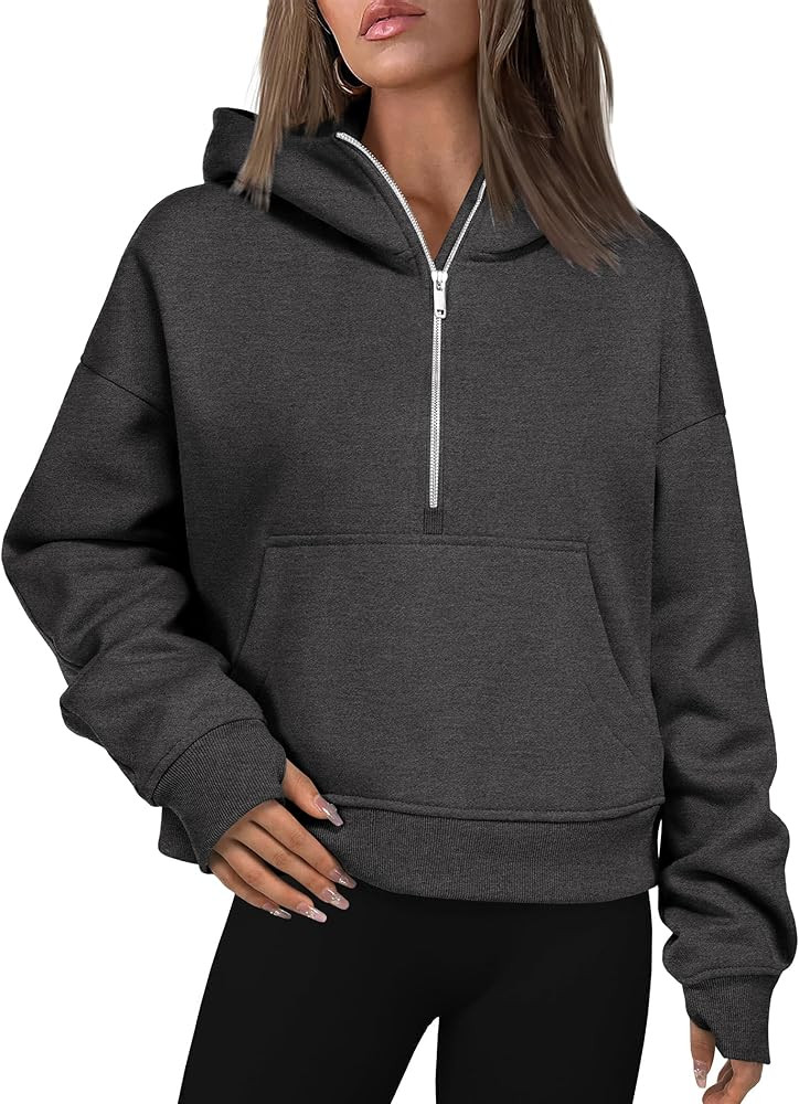 Zeagoo Womens Half Zip Cropped Hoodies Fleece Long Sleeve Pullover Sweatshirts 2023 Fall Winter C... | Amazon (US)