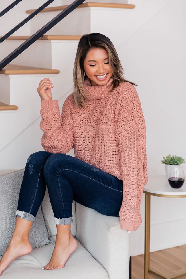 She's So Lovely Turtleneck Pink Sweater | The Pink Lily Boutique