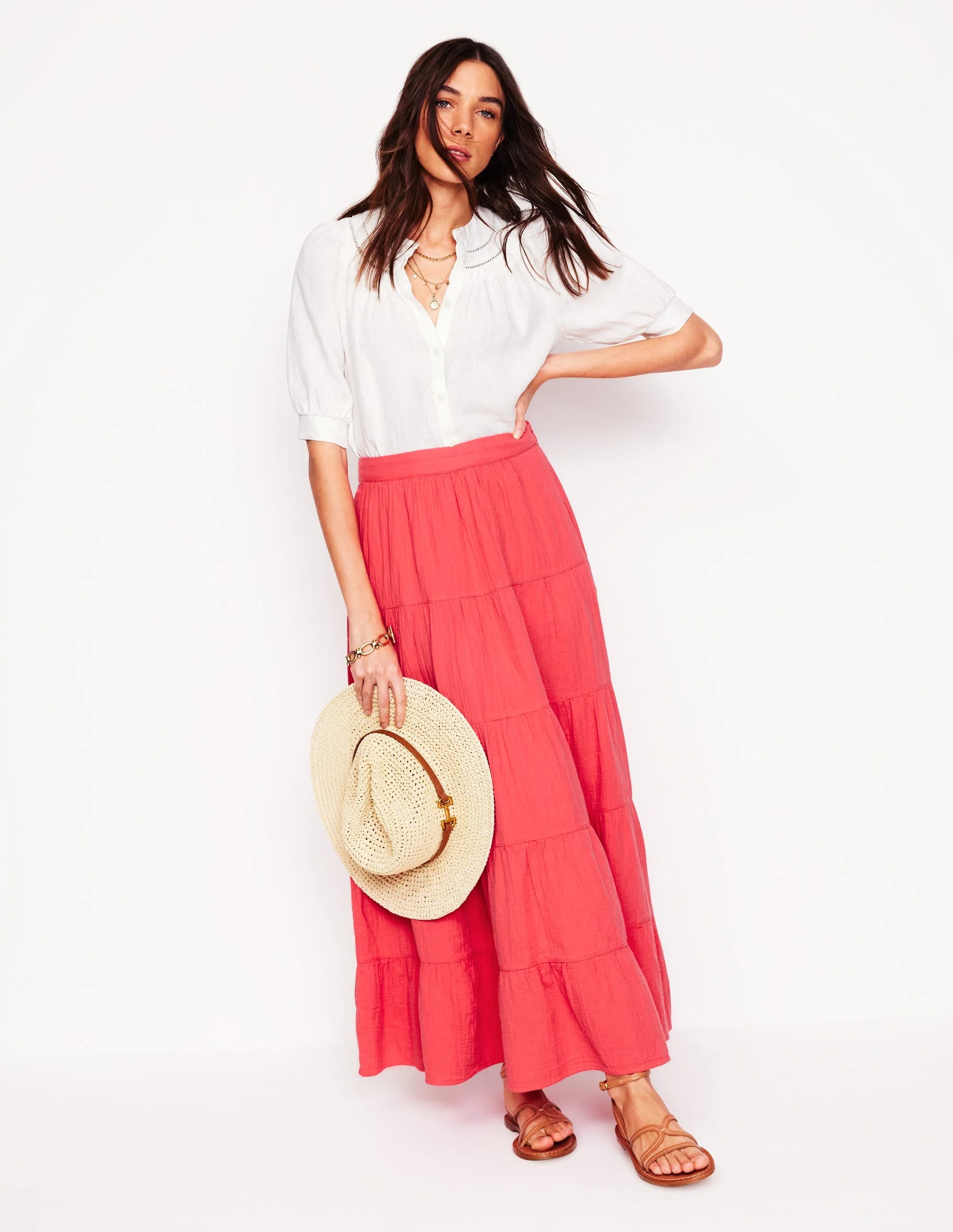 Nadia Double Cloth Maxi Skirt-Jam Red | Boden (US)