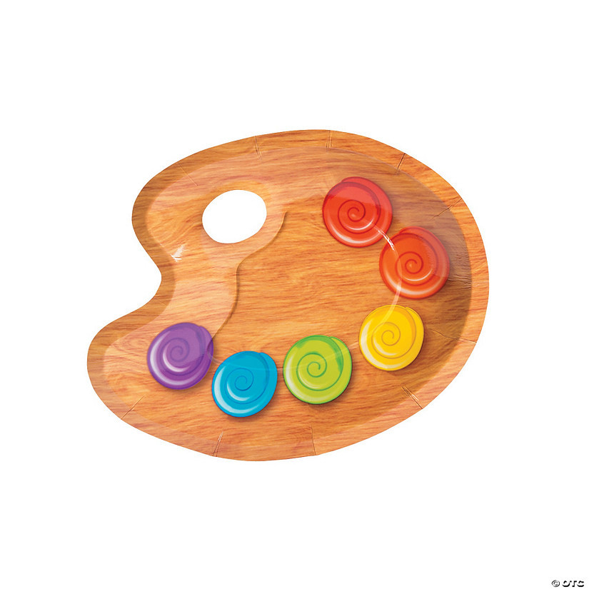 Artist Party Paint Palette-Shaped Paper Dessert Plates - 8 Ct. | Oriental Trading Company