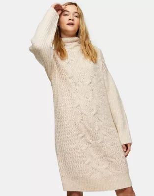 Topshop cable knit midi sweater dress in ivory | ASOS (Global)