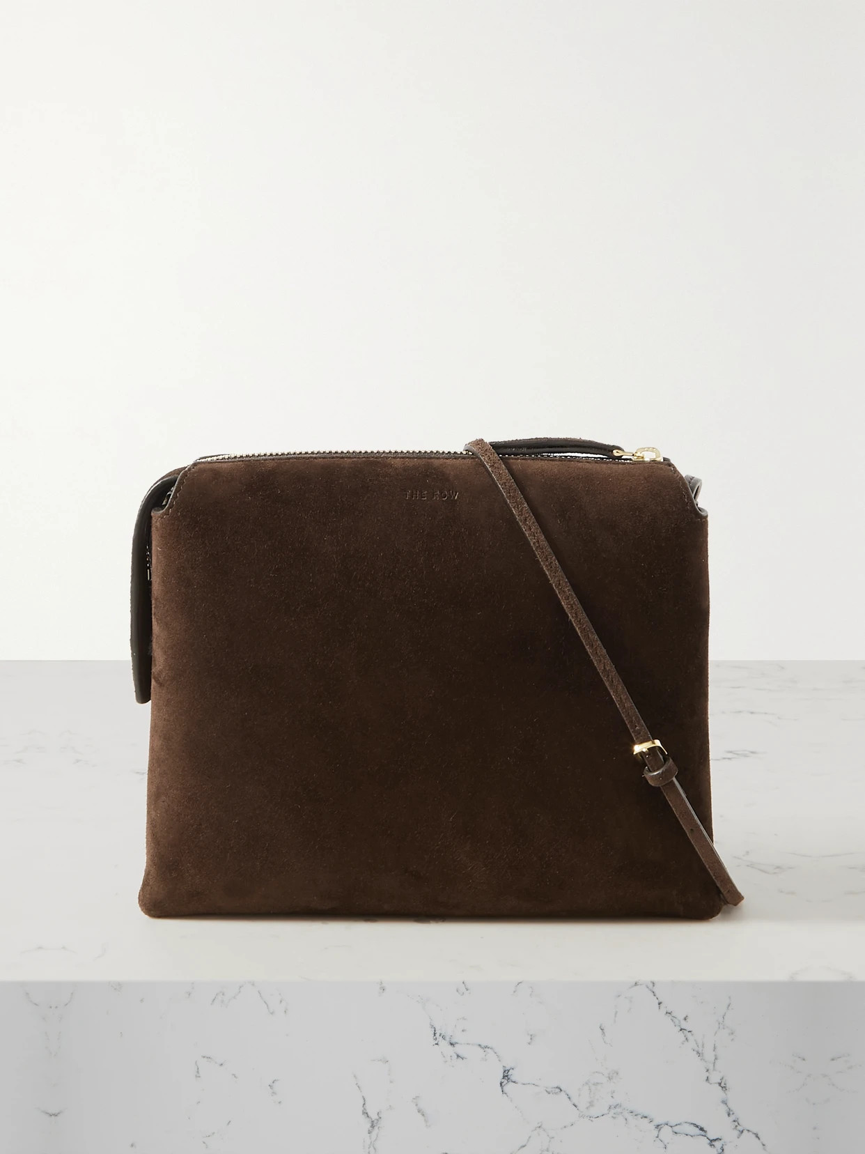 The Row - Nu Mini Twin Suede Shoulder Bag - Brown | NET-A-PORTER (US)