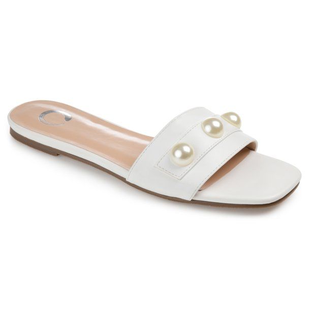 Brinley Co. Womens Faux Leather Pearl Accent Slide - Walmart.com | Walmart (US)