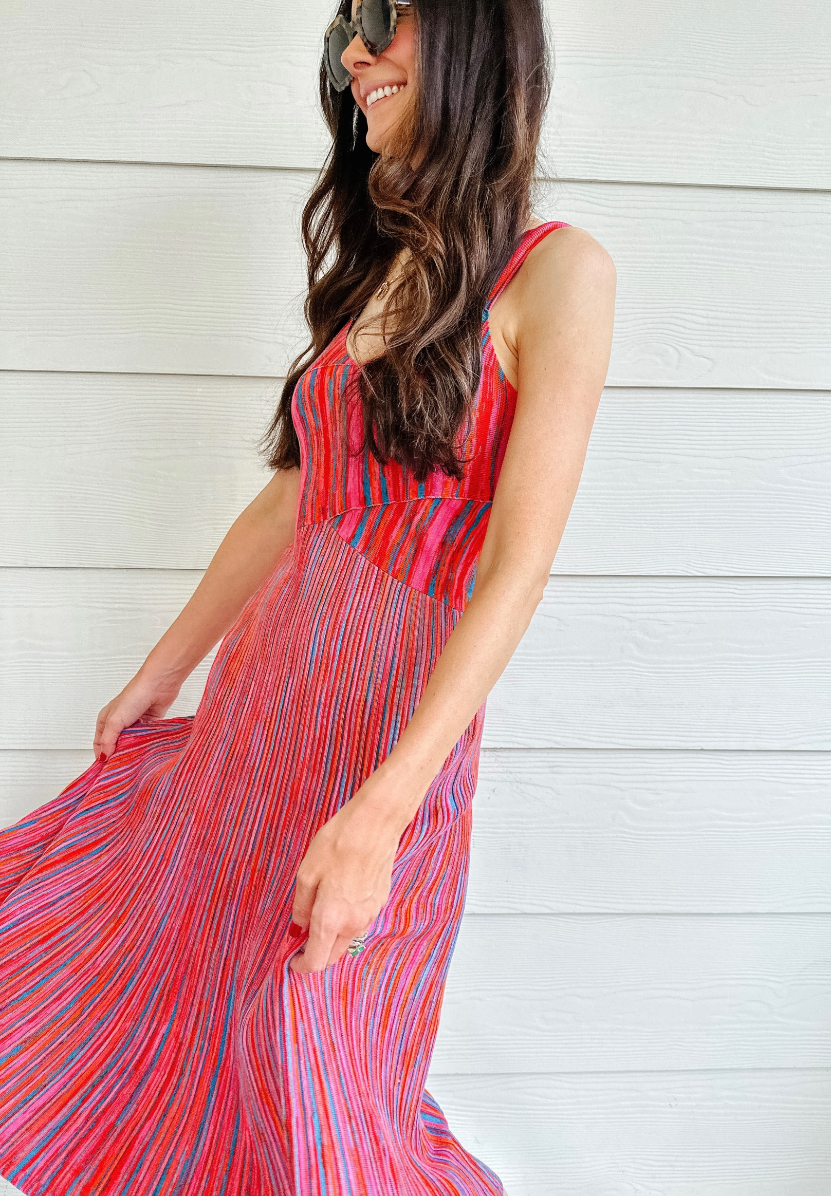 #sponsored | this colorful micro stripe dress from @walmartfashion is perfect for summer, on trend and bold! Wearing size xs. #walmartfashion 