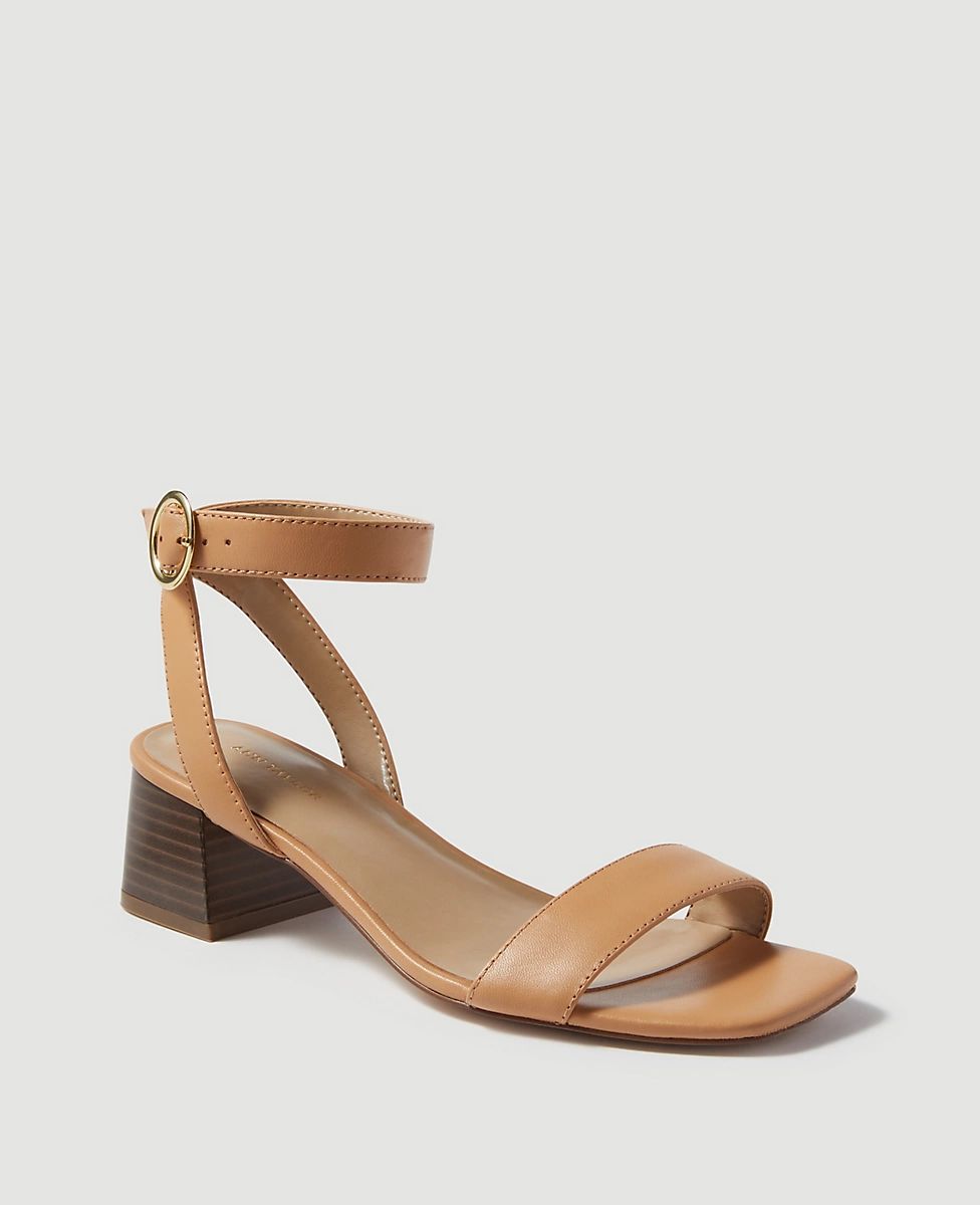 Celeste Cross Strap Leather Block Heel Sandals | Ann Taylor (US)