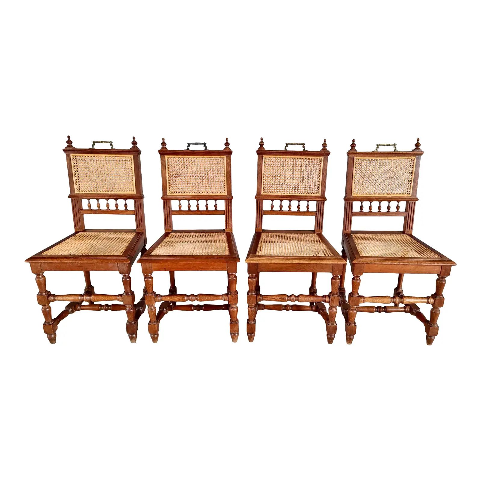 Antique French Renaissance Hall and Cane Dining Chairs - Set of 4 | Chairish