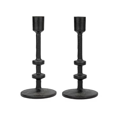 7" Candle Stick Holder Set Black - Stonebriar Collection | Target
