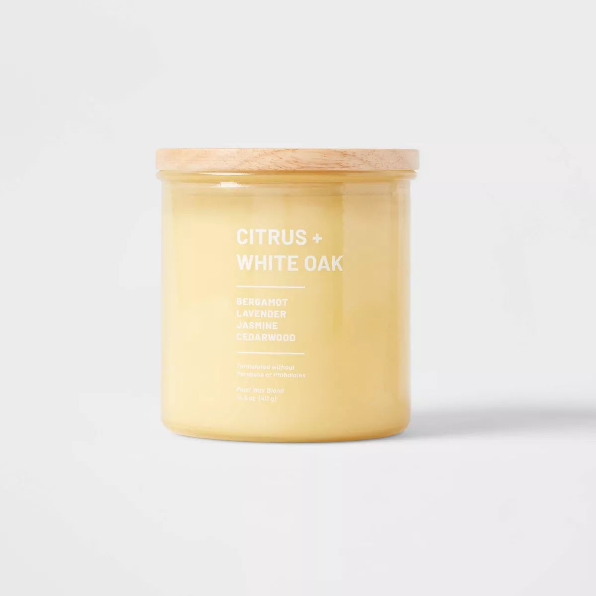 Tinted Glass Citrus + White Oak Jar Candle Light Yellow - Threshold™ | Target