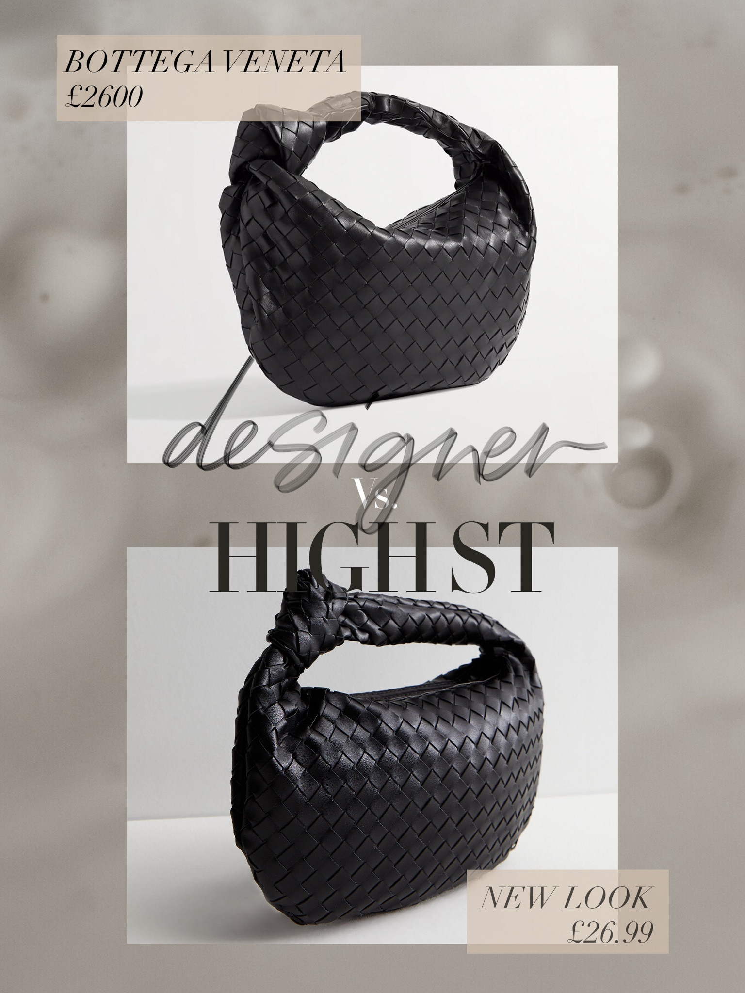 Bottega Veneta Vs New Look 🖤🖤
Splurge vs save | Credit vs debit | Designer handbag dupe | Bottega bag dupes | Black woven bag | Knot handle bag 

#LTKluxury #LTKstyletip #LTKbag