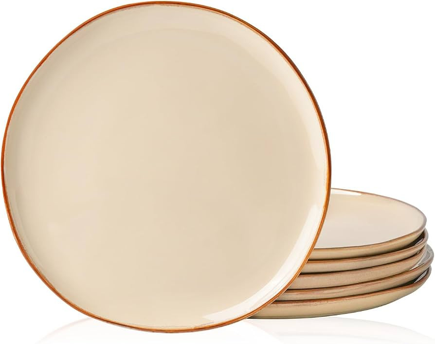 KINGSTONE 6 Piece Stoneware Plate Sets, 10.6 Inch Irregular Shaped Plates | Amazon (US)