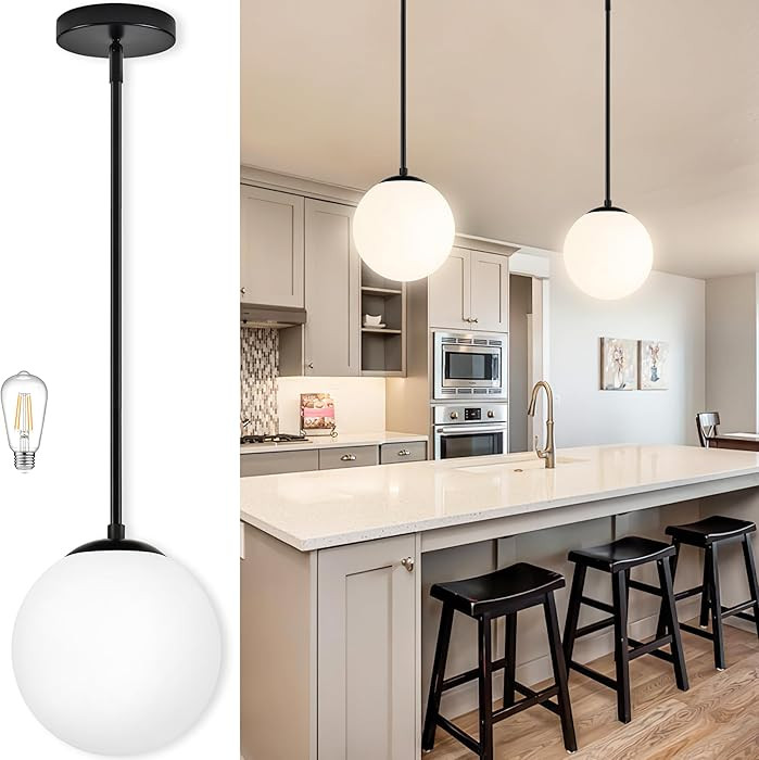 Bagood 10 Inch Globe Pendant Light Contemporary Globe Pendant Lights Black Mid Century Pendant Li... | Amazon (US)