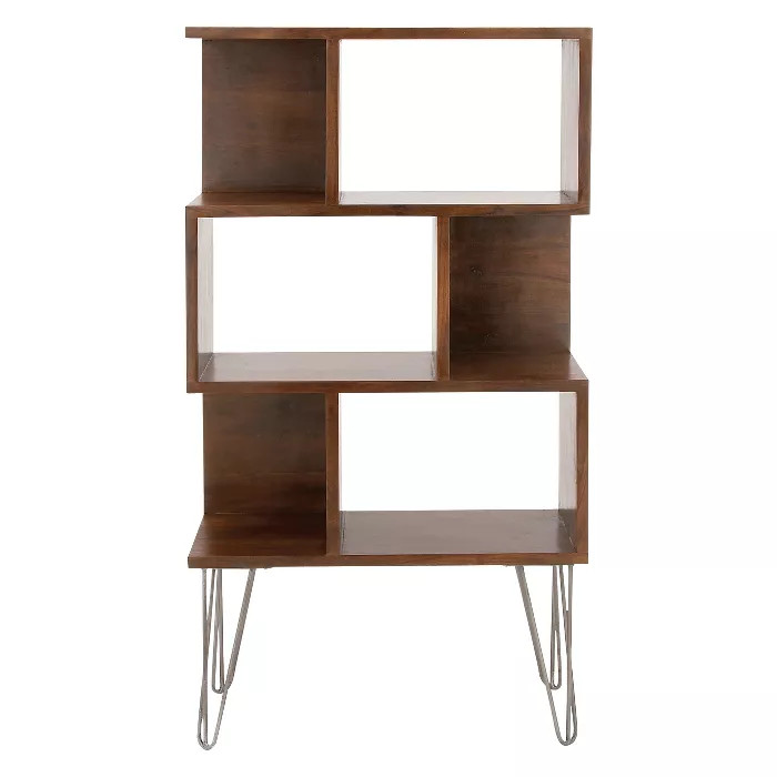 61" Metal and Wood 3 Shelf Books Shelf Brown - Olivia & May | Target