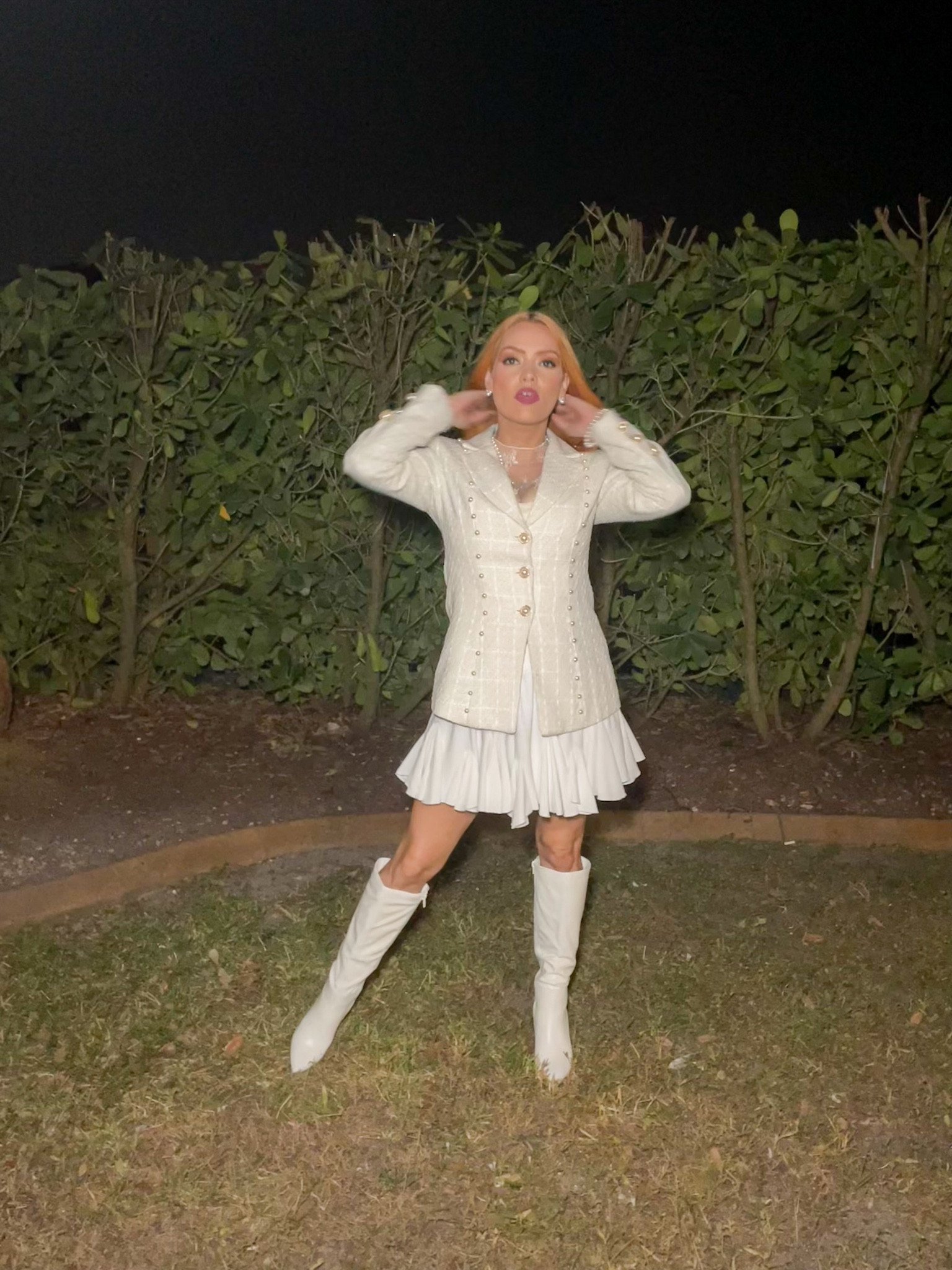 All white Florida Winter outfit 