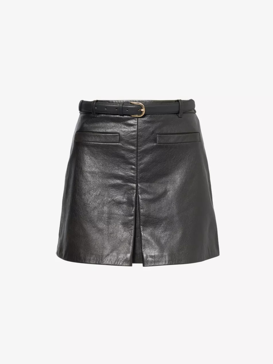 Mid-rise welt-pocket leather mini skirt | Selfridges