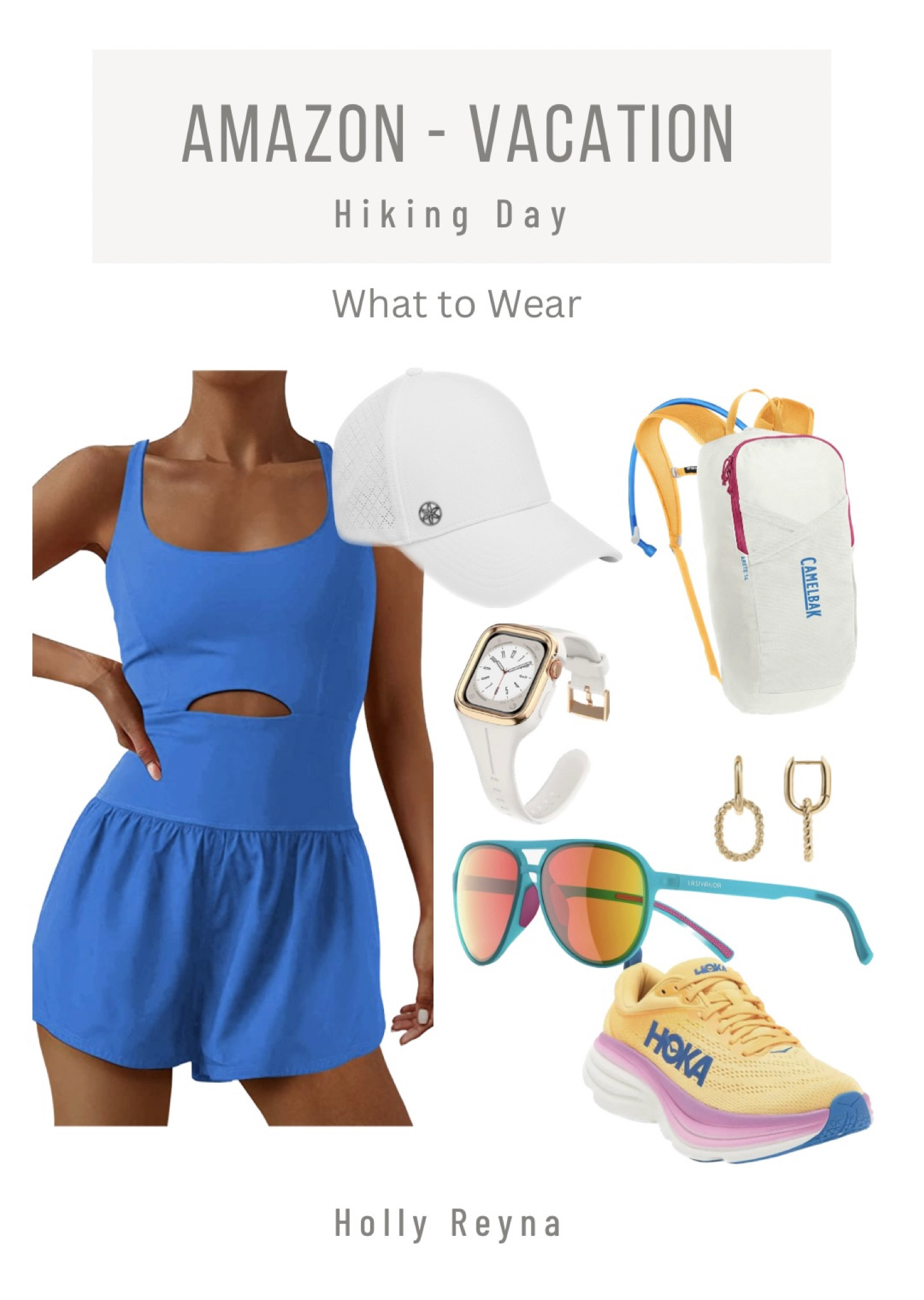 What to wear summer hiking day. Hiking outfit all from Amazon. Summer vacation hiking outfit inspo. 

Camelback bag. One piece workout. Free people dupe. Hoka colorful shoes. Best athletic shoes. Hiking shoes. Hiking outfit. Hiking sunglasses. Lululemon dupe hat. Best apple workout watch. Chain earrings. Cutest outfit for summer vacation. Summer vacation outfit. Workout outfit lululemon freepeople dupe. All Amazon vacation style

#LTKtravel #LTKfit #LTKSeasonal