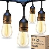 addlon LED Outdoor String Lights 48FT with Edison Vintage Shatterproof Bulbs and Commercial Grade Weatherproof Strand - ETL Listed Decorative Lights for Patio Garden | Amazon (US)