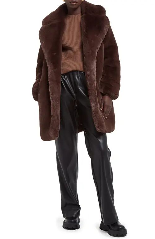 Apparis Stella Faux Fur Coat in Espresso at Nordstrom, Size Medium | Nordstrom