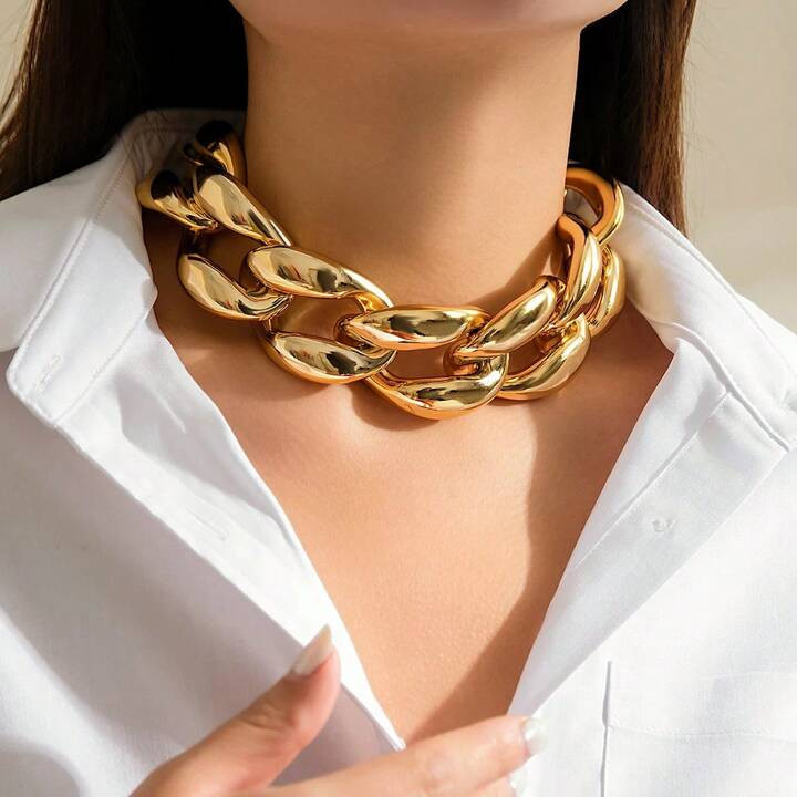 2024 Trendy Exaggerated Thick Chain Collar Necklace For Women, Fashion Jewelry Accessories | SHEIN