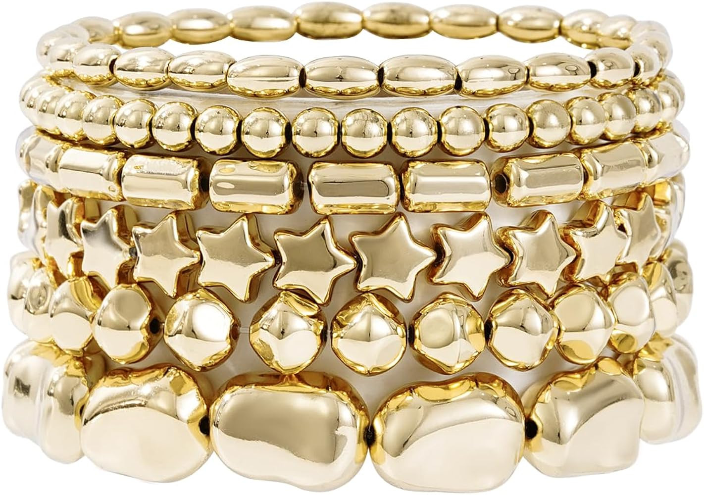 Gold Plated Beaded Bracelets for Women Trendy, 14K Gold Plated Stack Cross Pearl Gold Plated Bead... | Amazon (US)