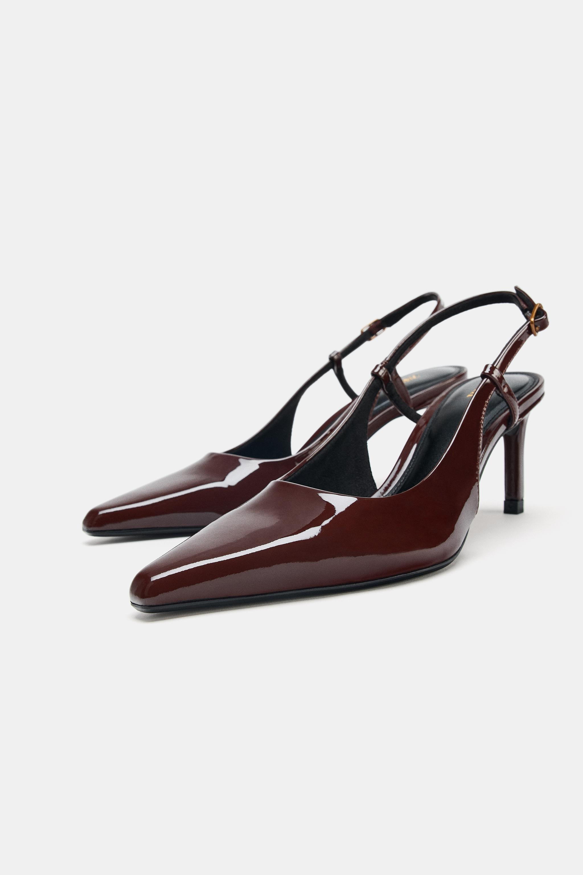 FAUX PATENT HIGH-HEEL SLINGBACK SHOES | Zara UK