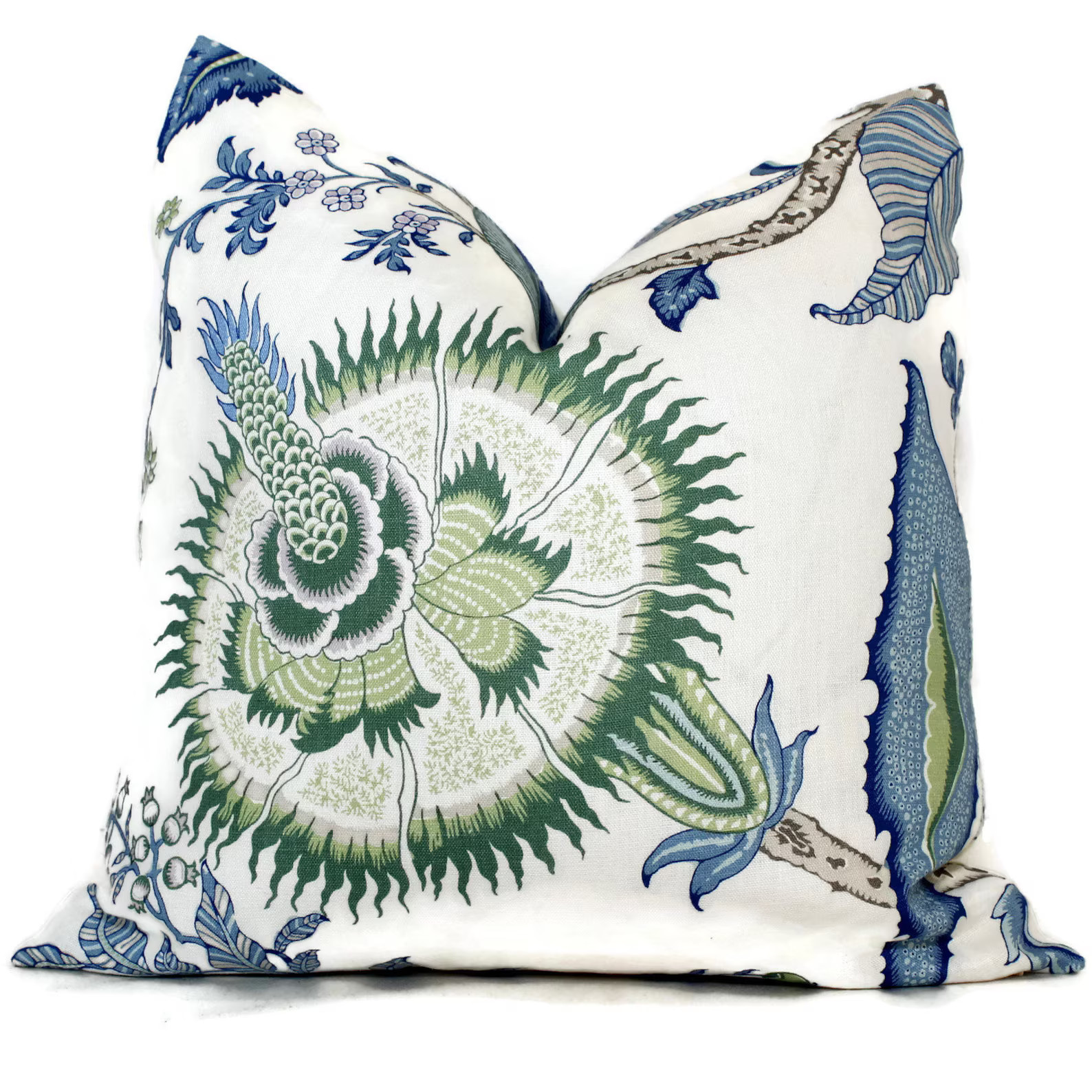 Add a Pop O Blue and Green to your decor with this striking Schumacher floral in the Viridian and... | Etsy (US)