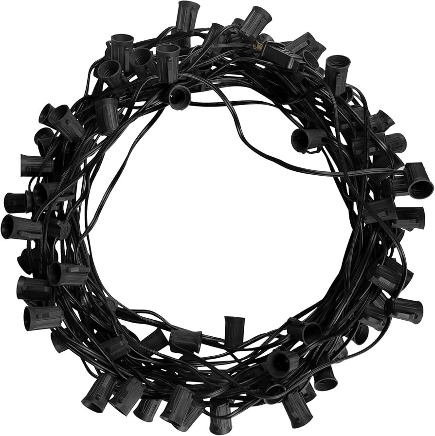 C9 Light Strand, 2 Pack 100 FT Outdoor String Lights Christmas Stringer with 100 Sockets for Chri... | Amazon (US)