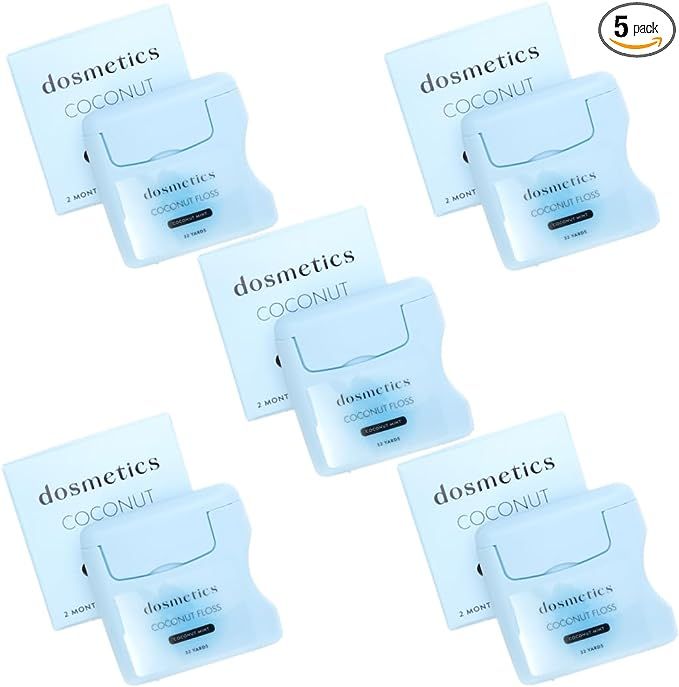 DOSMETICS Coconut Oil Infused Thick Dental Floss 5 Pack, Coconut Mint Expanding Dental Floss, Ora... | Amazon (US)