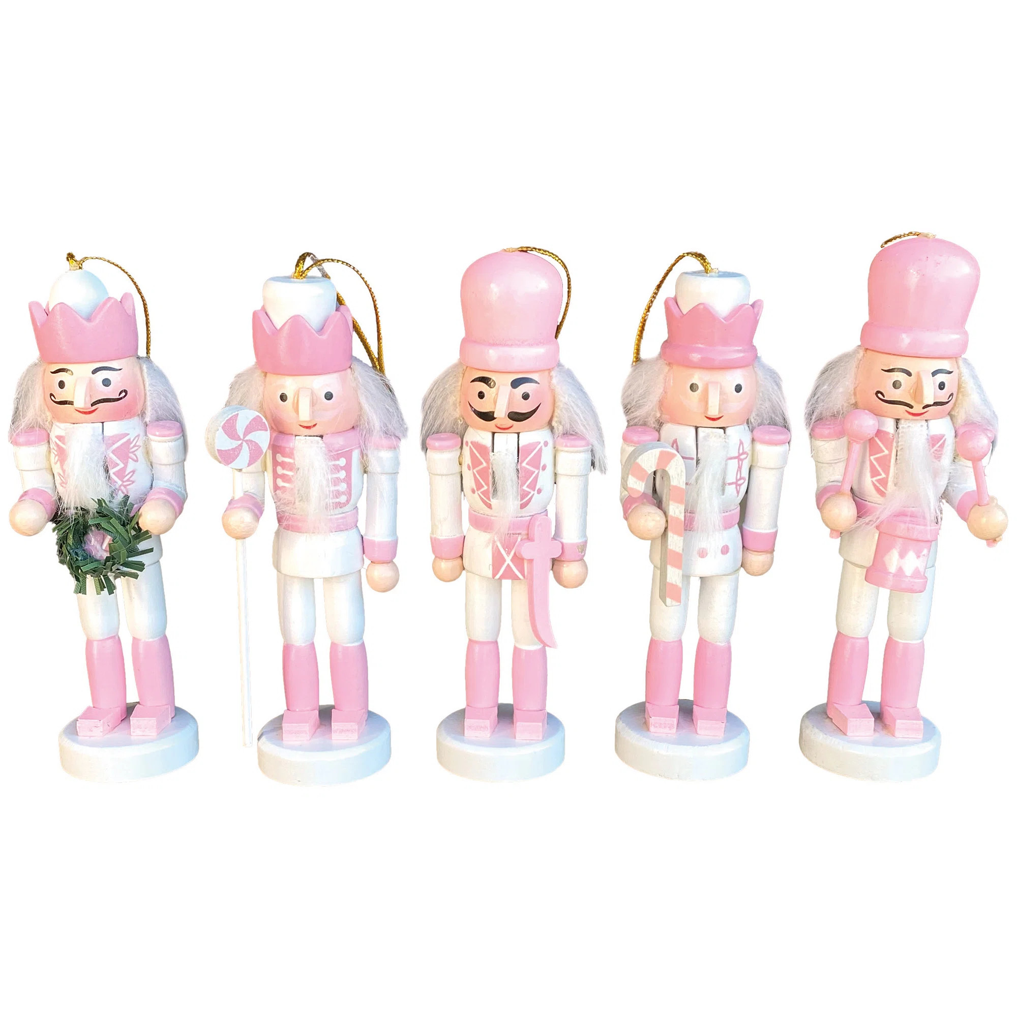 Fleur De Lis Living 5" Pink & White Nutcrackers, Set of 5 | Wayfair | Wayfair North America