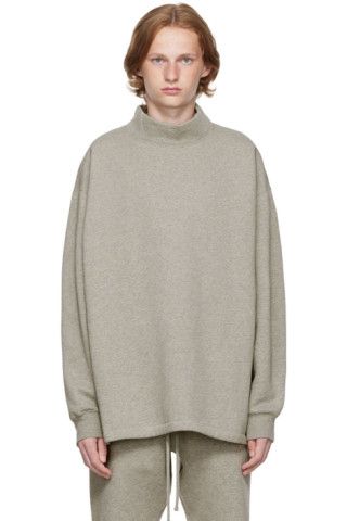 Gray Relaxed Mock Neck Sweatshirt | SSENSE