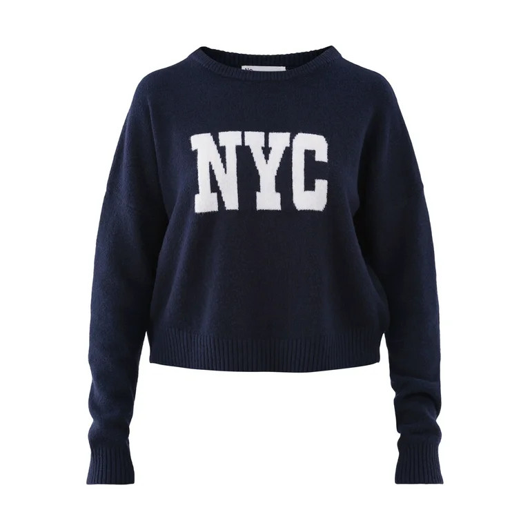 No Boundaries Cropped Conversation Sweater, Midweight, Women’s and Women's Plus Sizes XXS-2XL -... | Walmart (US)